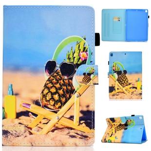 For iPad 10.2 2021 / 2020 / 2019 Colored Drawing Horizontal Flip Leather Case with Holder & Card Slots & Sleep / Wake-up Function(Pineapple)