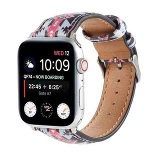 Marble Ethnic Style Printed Leather Watch Band For Apple Watch Ultra 49mm / Series 8&7 45mm / SE 2&6&SE&5&4 44mm / 3&2&1 42mm(Black Pink Ethnic Style)