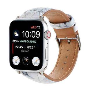 Marble Ethnic Style Printed Leather Watch Band For Apple Watch Series 8&7 41mm / SE 2&6&SE&5&4 40mm / 3&2&1 38mm(Marble White)