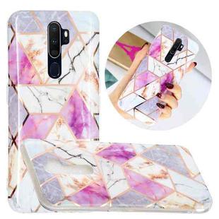 For OPPO A9 (2020) Flat Plating Splicing Gilding Protective Case(Purple White Marble Color Matching)