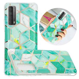 For Huawei P smart 2021 Flat Plating Splicing Gilding Protective Case(Green Glitter Color Matching)