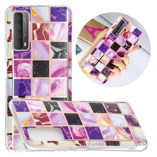 For Huawei P smart 2021 Flat Plating Splicing Gilding Protective Case(Square Color Matching)