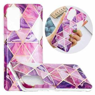 For Samsung Galaxy A32 5G Flat Plating Splicing Gilding Protective Case(Rose Red Purple Color Matching)