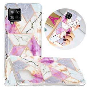For Samsung Galaxy A42 5G Flat Plating Splicing Gilding Protective Case(Purple White Marble Color Matching)