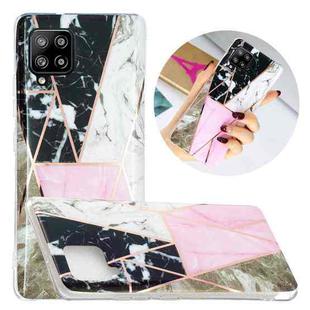 For Samsung Galaxy A42 5G Flat Plating Splicing Gilding Protective Case(Grey Pink White Marble Color Matching)