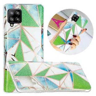 For Samsung Galaxy A42 5G Flat Plating Splicing Gilding Protective Case(Green Triangle Body Color Matching)