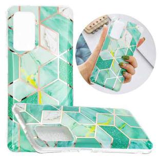 For Samsung Galaxy A52 5G / 4G Flat Plating Splicing Gilding Protective Case(Green Glitter Color Matching)