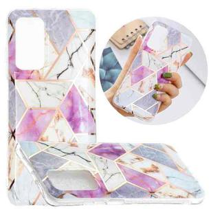 For Samsung Galaxy A72 5G / 4G Flat Plating Splicing Gilding Protective Case(Purple White Marble Color Matching)