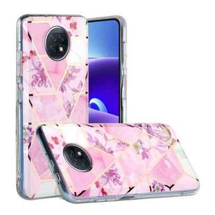 For Xiaomi Redmi Note 9T Flat Plating Splicing Gilding Protective Case(Purple Flowers Color Matching)