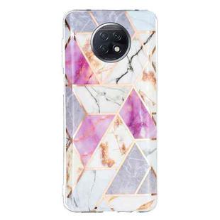 For Xiaomi Redmi Note 9T Flat Plating Splicing Gilding Protective Case(Purple White Marble Color Matching)