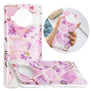 For Xiaomi Mi 10T Lite 5G Flat Plating Splicing Gilding Protective Case(Purple Flowers Color Matching)