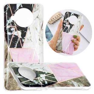 For Xiaomi Mi 10T Lite 5G Flat Plating Splicing Gilding Protective Case(Grey Pink White Marble Color Matching)