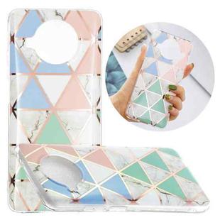 For Xiaomi Mi 10T Lite 5G Flat Plating Splicing Gilding Protective Case(Blue White Green Pink Color Matching)