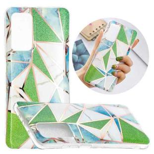 For Xiaomi Mi 10T Pro 5G Flat Plating Splicing Gilding Protective Case(Green Triangle Body Color Matching)