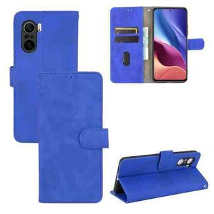 For Xiaomi Redmi K40 / K40 Pro Solid Color Skin Feel Magnetic Buckle Horizontal Flip Calf Texture PU Leather Case with Holder & Card Slots & Wallet(Blue)