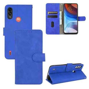 For Motorola Moto E7 Power Solid Color Skin Feel Magnetic Buckle Horizontal Flip Calf Texture PU Leather Case with Holder & Card Slots & Wallet(Blue)