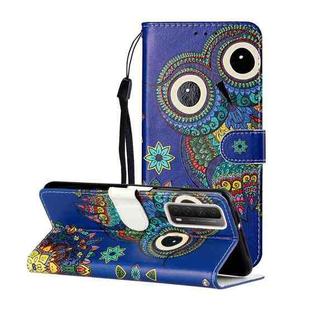 For Huawei P smart 2021 Oil Embossed Coloured Drawing Pattern Horizontal Flip PU Leather Case with Holder & Card Slots & Wallet(Blue Owl)