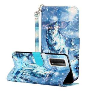 For Huawei P smart 2021 3D Painting Pattern Horizontal Flip Leather Case With Holder & Card Slots & Wallet(Wolf)