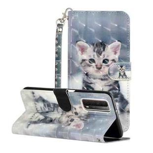 For Huawei P smart 2021 3D Painting Pattern Horizontal Flip Leather Case With Holder & Card Slots & Wallet(Cat)