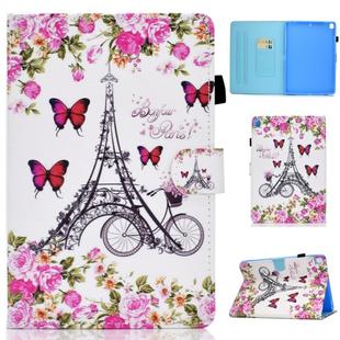 For iPad 10.2 2021 / 2020 / 2019 Colored Drawing Horizontal Flip Leather Case with Holder & Card Slots & Sleep / Wake-up Function(Flower Tower)