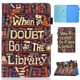 For iPad 10.2 2021 / 2020 / 2019 Colored Drawing Horizontal Flip Leather Case with Holder & Card Slots & Sleep / Wake-up Function(Library)