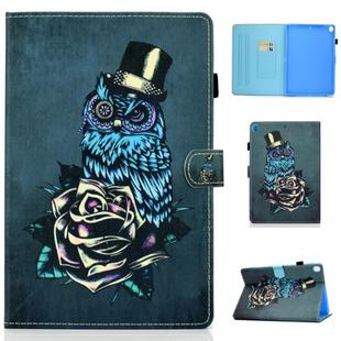 For iPad 10.2 2021 / 2020 / 2019 Colored Drawing Horizontal Flip Leather Case with Holder & Card Slots & Sleep / Wake-up Function(Rose Owl)