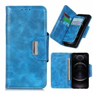 For iPhone 12 / 12 Pro Crazy Horse Texture Horizontal Flip Leather Case with Holder & 6-Card Slots & Wallet(Blue)