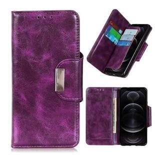 For iPhone 12 / 12 Pro Crazy Horse Texture Horizontal Flip Leather Case with Holder & 6-Card Slots & Wallet(Purple)