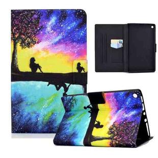 For Amazon Kindle Fire HD 8 (2016) / (2017) / (2018) Electric Pressed TPU Colored Drawing Horizontal Flip Leather Case with Holder & Pen Slot(Starry Sky Reflection)