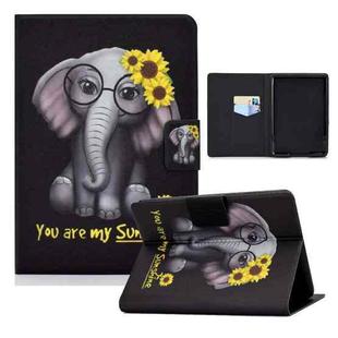 For Amazon Kindle Paperwhite 4 / 3 / 2 / 1 Electric Pressed TPU Colored Drawing Horizontal Flip Leather Case with Holder & Pen Slot(Flower Elephant)