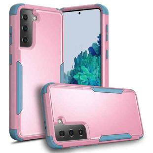 For Samsung Galaxy S21+ 5G TPU + PC Shockproof Protective Case(Pink + Grey Green)