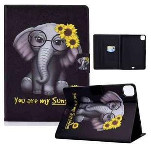 Electric Pressed TPU Colored Drawing Horizontal Flip Leather Case with Holder & Pen Slot For iPad Pro 11 (2018) / (2020) & iPad Air (2020)(Flower Elephant)