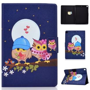 For iPad 10.2 2021 / 2020 / 2019 Colored Drawing Horizontal Flip Leather Case with Holder & Card Slots & Sleep / Wake-up Function(Couple Owl)