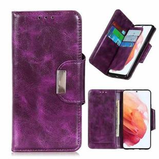 For Samsung Galaxy S21 5G Crazy Horse Texture Horizontal Flip Leather Case with Holder & 6-Card Slots & Wallet(Purple)