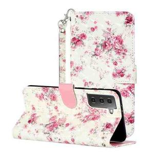 For Samsung Galaxy S21+ 5G 3D Pattern Horizontal Flip Leather Case with Holder & Card Slots & Wallet & Lanyard(Rose Flower)