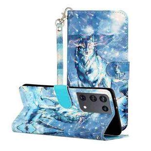 For Samsung Galaxy S21 Ultra 5G 3D Pattern Horizontal Flip Leather Case with Holder & Card Slots & Wallet & Lanyard(Snow Wolf)