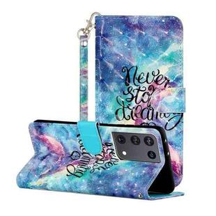 For Samsung Galaxy S21 Ultra 5G 3D Pattern Horizontal Flip Leather Case with Holder & Card Slots & Wallet & Lanyard(Blue Starry Sky)