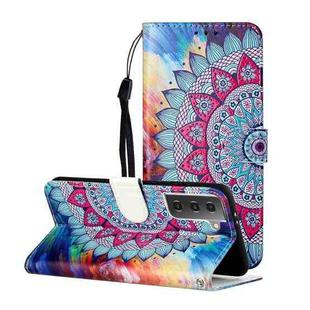 For Samsung Galaxy S21 5G Oil Embossed Coloured Drawing Pattern Horizontal Flip PU Leather Case with Holder & Card Slots & Wallet & Lanyard(Half Sunflower)