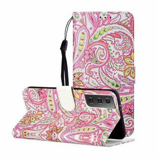 For Samsung Galaxy S21+ 5G Oil Embossed Coloured Drawing Pattern Horizontal Flip PU Leather Case with Holder & Card Slots & Wallet & Lanyard(Pepper Flower)
