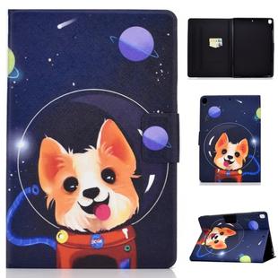 For iPad 10.2 2021 / 2020 / 2019 Colored Drawing Horizontal Flip Leather Case with Holder & Card Slots & Sleep / Wake-up Function(Space Dog)
