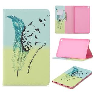 For Galaxy Tab A 8.0 (2019) T290 Colored Drawing Pattern Horizontal Flip Leather Case with Holder & Card Slots & Wallet(Feather Bird)