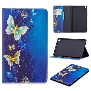 For Galaxy Tab A 8.0 (2019) T290 Colored Drawing Pattern Horizontal Flip Leather Case with Holder & Card Slots & Wallet(Golden Butterfly)