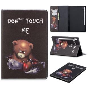 For Galaxy Tab S6 T860 / T865 Colored Drawing Pattern Horizontal Flip Leather Case with Holder & Card Slots & Wallet(Bear)