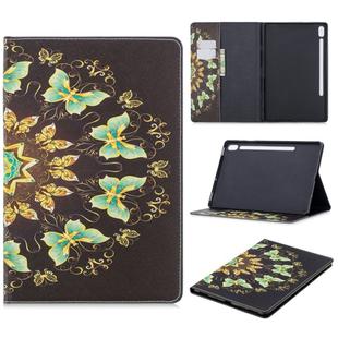 For Galaxy Tab S6 T860 / T865 Colored Drawing Pattern Horizontal Flip Leather Case with Holder & Card Slots & Wallet(Semicircular Butterfly)