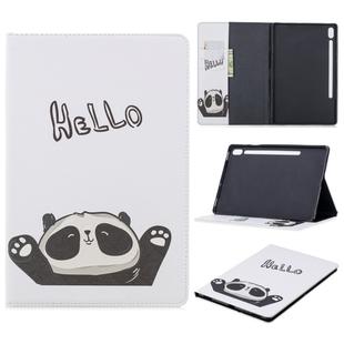 For Galaxy Tab S6 T860 / T865 Colored Drawing Pattern Horizontal Flip Leather Case with Holder & Card Slots & Wallet(Hello Panda)