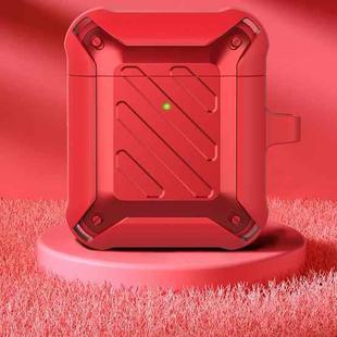 Wireless Earphones Shockproof Bumblebee Twill Silicone Protective Case For AirPods 1/2(Red)
