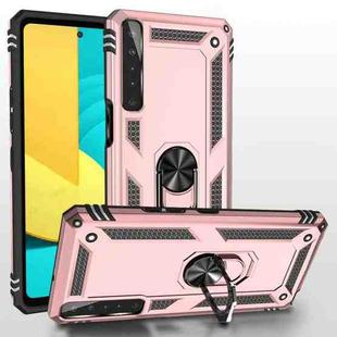 For LG Stylo 7 4G Shockproof TPU + PC Protective Case with 360 Degree Rotating Holder(Rose Gold)