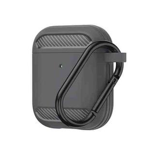 Wireless Earphones Shockproof Carbon Fiber Armor TPU Protective Case For AirPods 1/2(Grey)