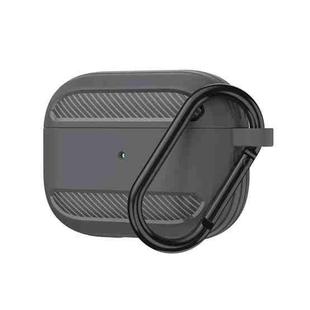 Wireless Earphones Shockproof Carbon Fiber Armor TPU Protective Case For AirPods Pro(Grey)