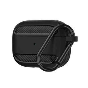 Wireless Earphones Shockproof Carbon Fiber Armor TPU Protective Case For AirPods Pro(Black)